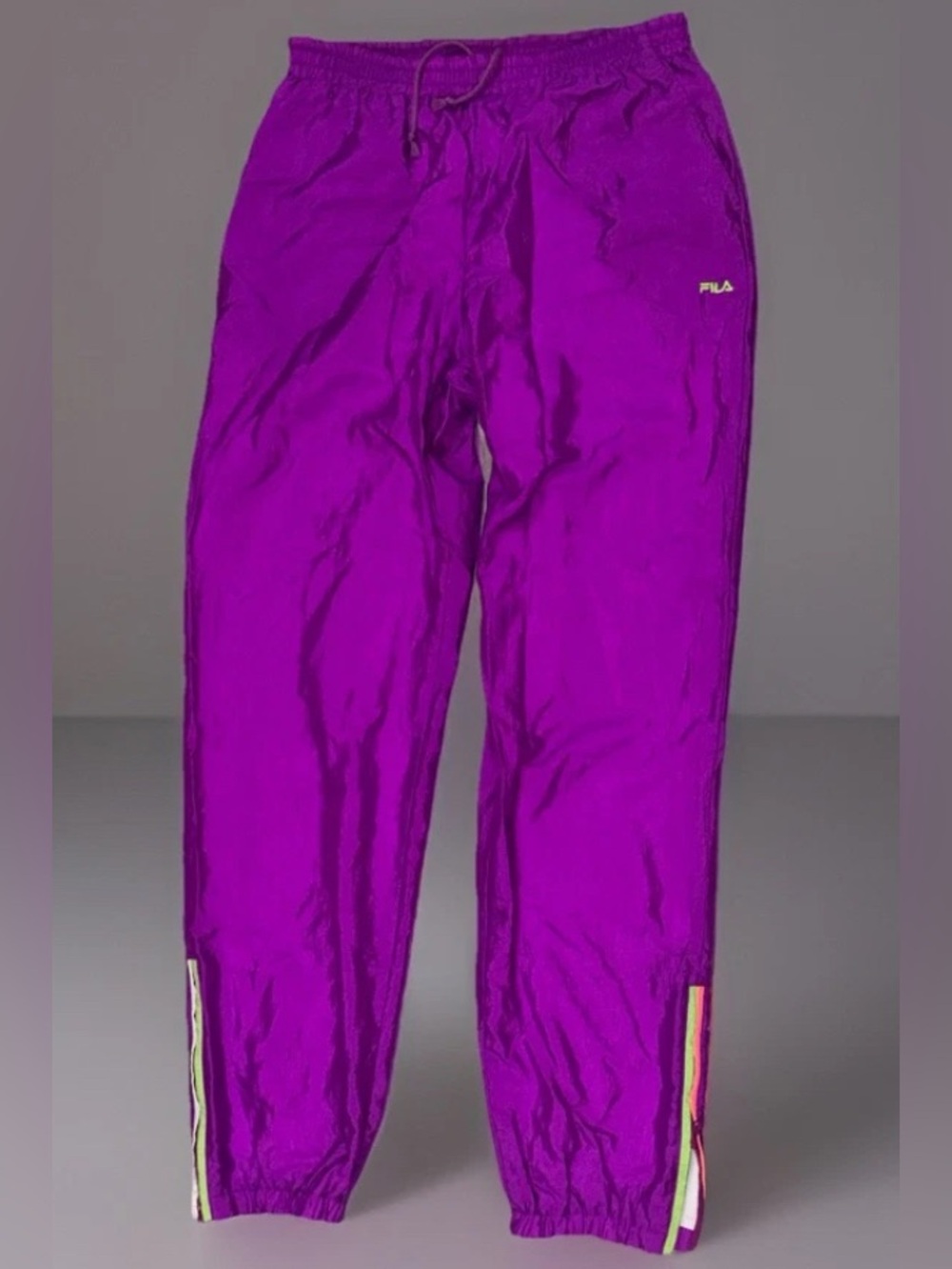 FILA Vintage Windbreaker Nylon Baggy Joggers 80’s/ 90s Siz 10 Made In Italy Rare